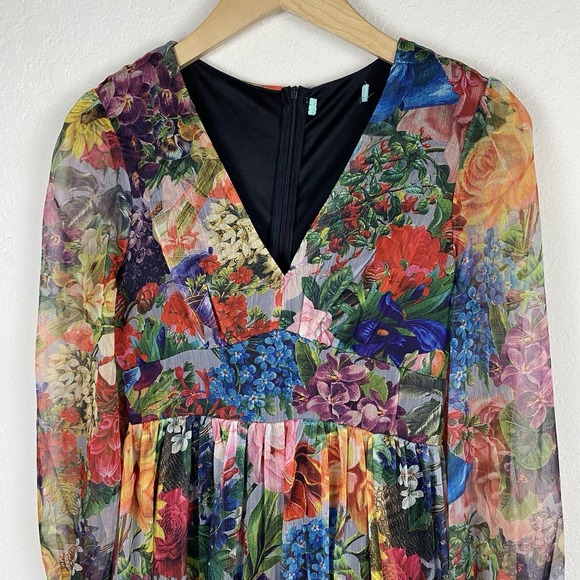 Toleen S Maxi Dress Floral Tiered Long Sleeve Party Formal Fit N Flare Colorful - Picture 2 of 7